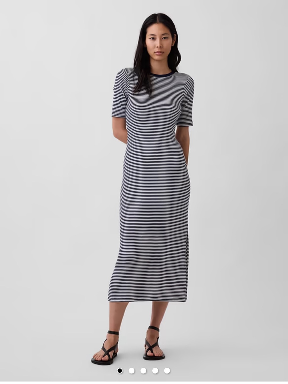 GAP Navy and White Striped Modern Maxi Midi T-Shirt Dress